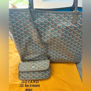 Goyard Greige and turquoise Goyardine canvas